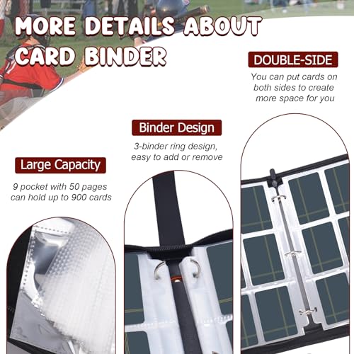 Baseball Card Binder with 50 Removable Sleeves C548781