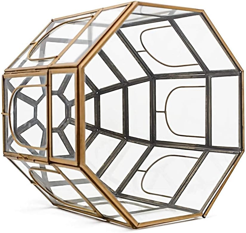 Large Glass Terrarium 10 x 9 x 9 Brass Z305345