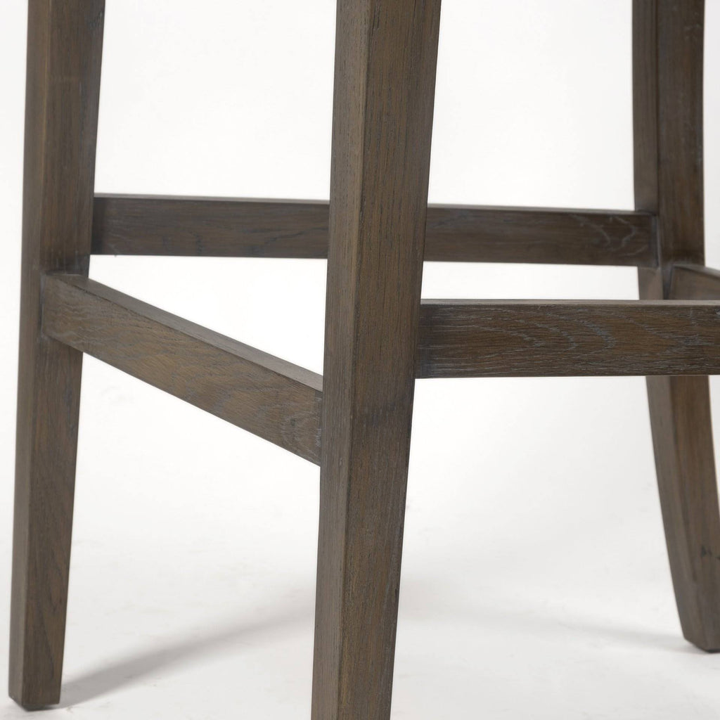 Beige Fabric Brown Wood Base Stool S27697