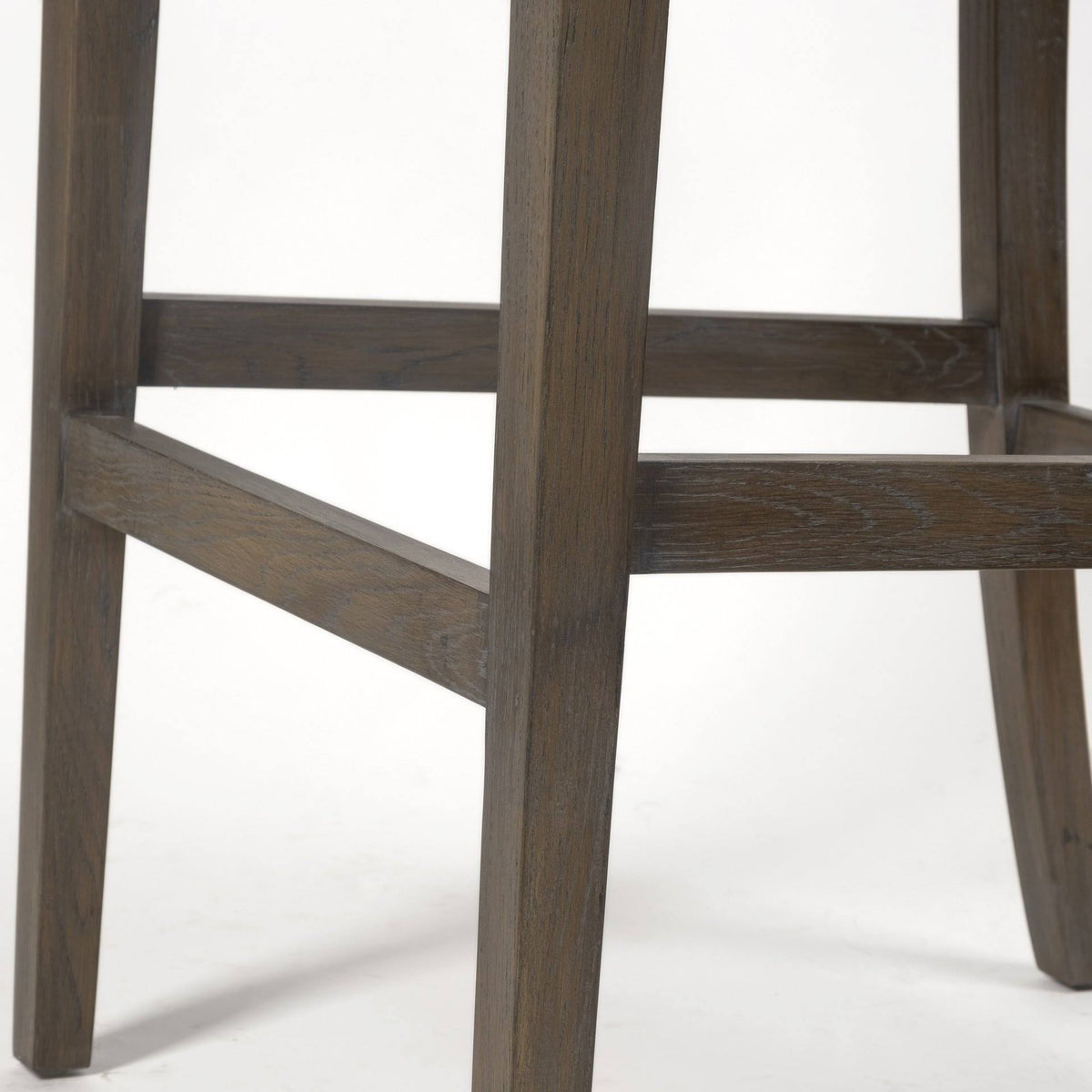 Beige Fabric Brown Wood Base Stool S27697