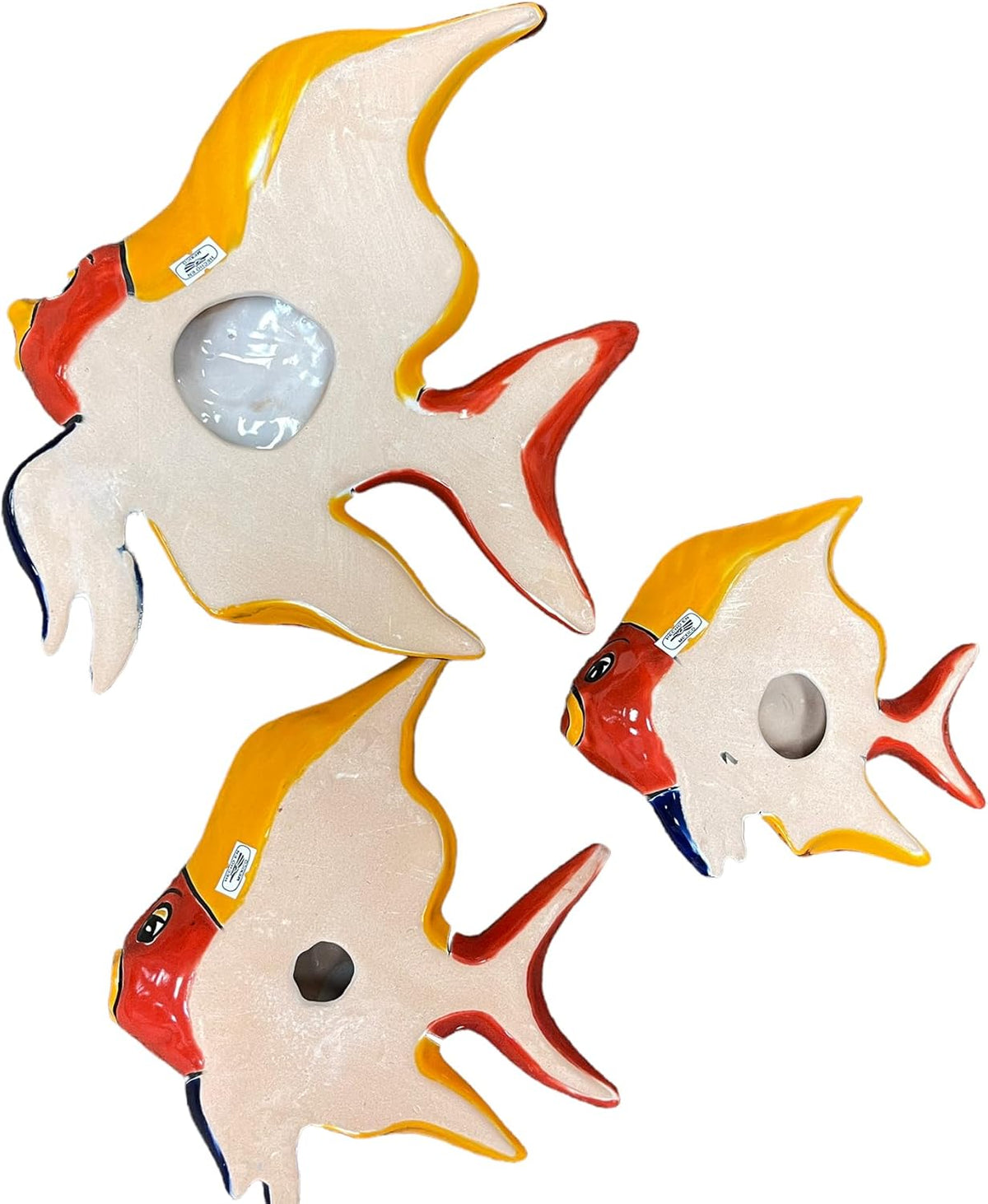 Talavera Fish Sculpture 3pc Multicolor Hand Painted J864257