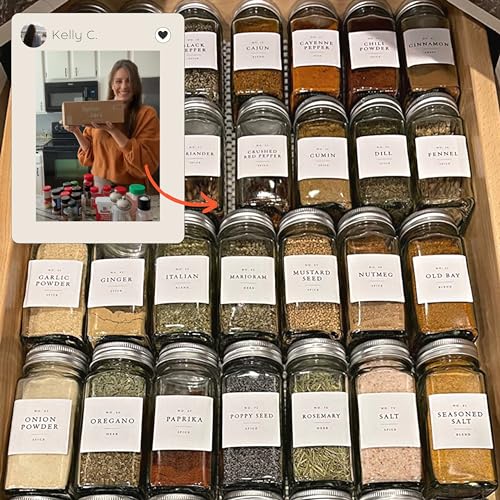 4 oz Clear Empty Spice Jars with Labels and Shaker Lids L56493