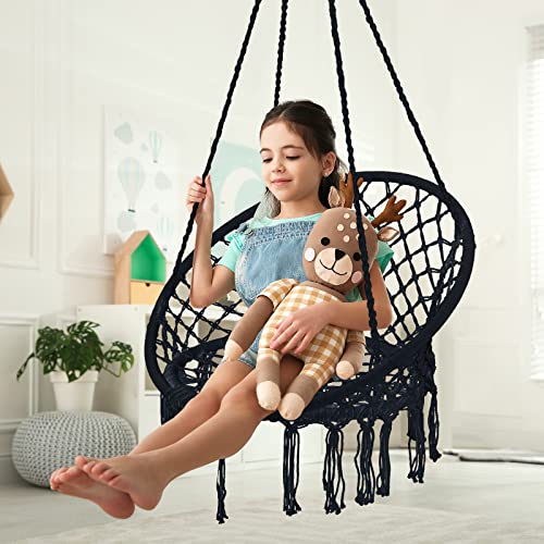 Black Macrame Hanging Swing Chair Set of 2 S61678