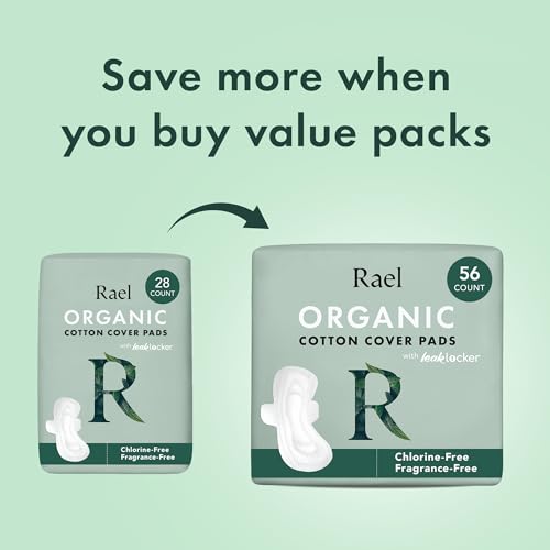 Organic Cotton Cover Pads, Regular Absorbency, Unscented, Ultra Thin Pads with Wings, 56 Total U211366