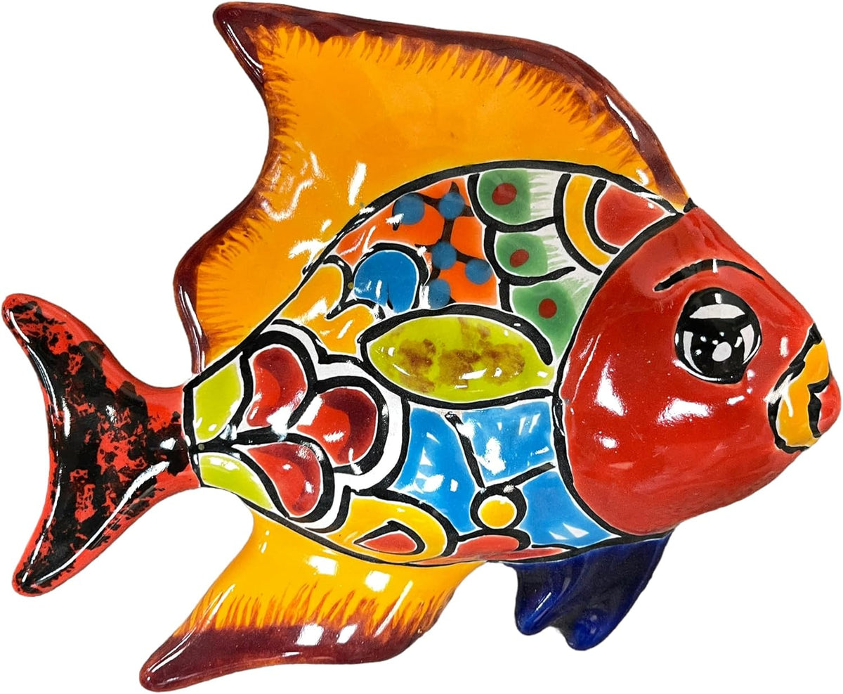 Talavera Fish Sculpture 3pc Multicolor Hand Painted J864257