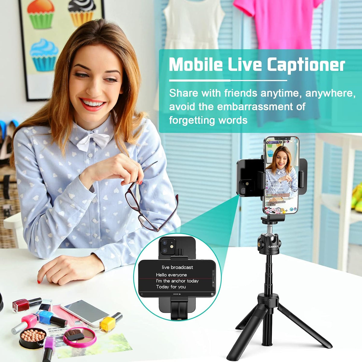 Phone Tripod Mount Teleprompter for Smartphone T82527
