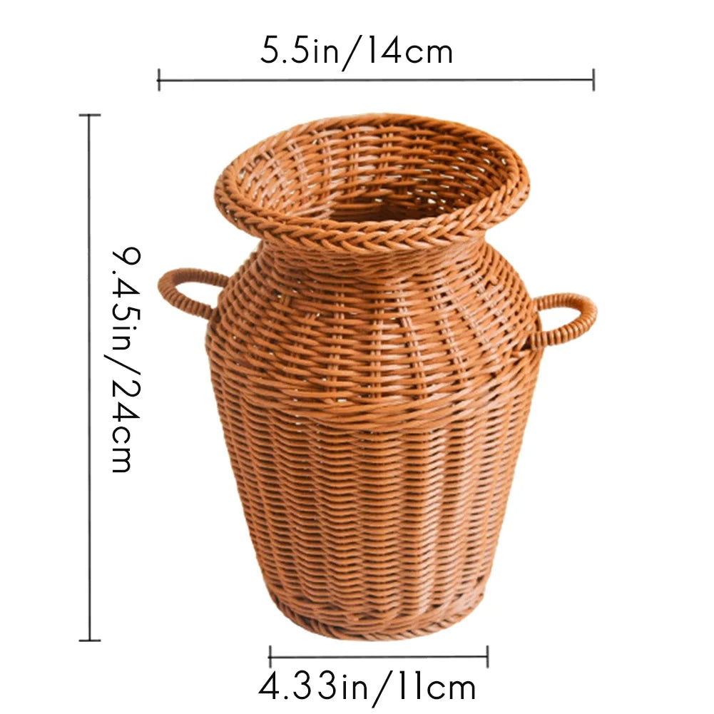 Imitation Rattan Woven Vase Tabletop Decoration Flower Pot P775934