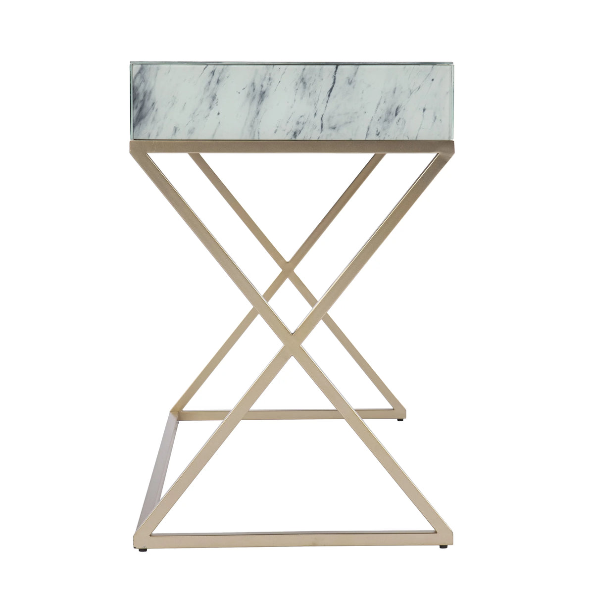 Gold Faux Marble Writing Desk with Storage H2261