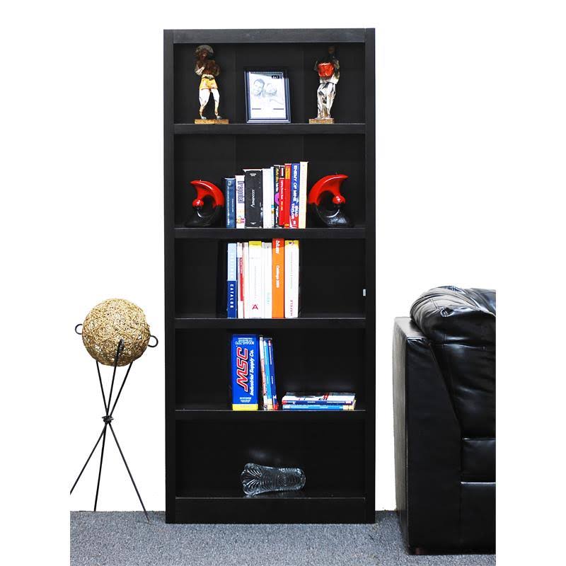 Espresso 5-Shelf Wood Bookcase J3322