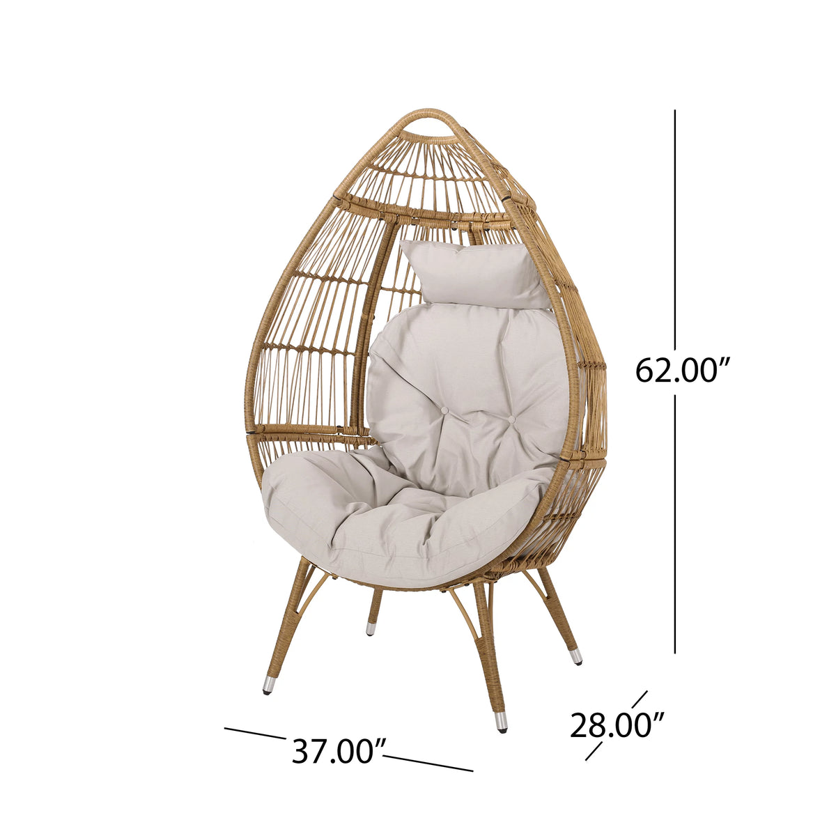 Beige Light Brown Wicker Teardrop Chair K3644