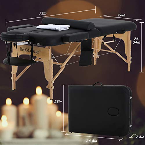 Portable Massage Table 28 Inch Wide Adjustable Folding PU Leather C74314