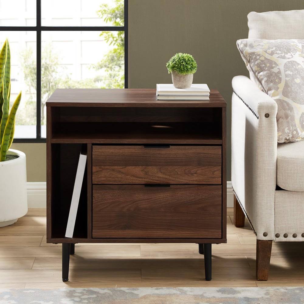 Dark Walnut Storage Side Table Z9730