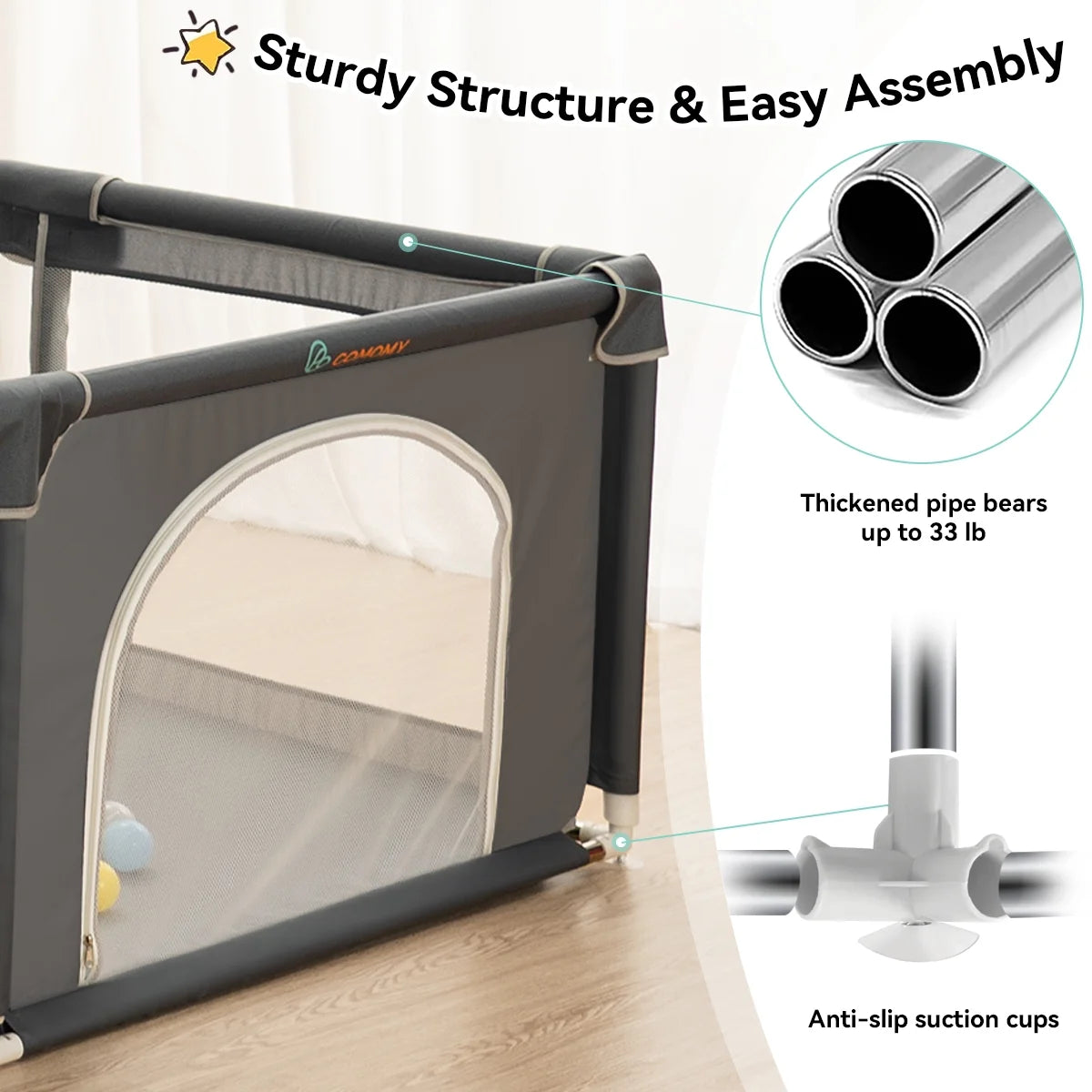 63x63'' Gray Baby Playpen Z220