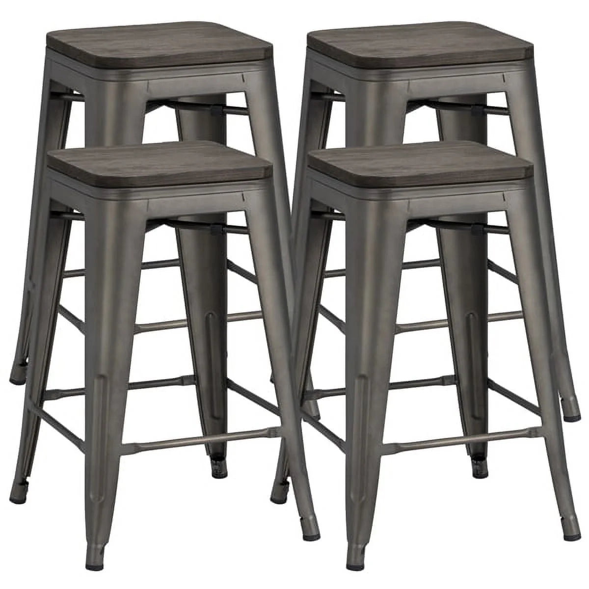 24" Counter Bar Stool with Wooden Seat N1939