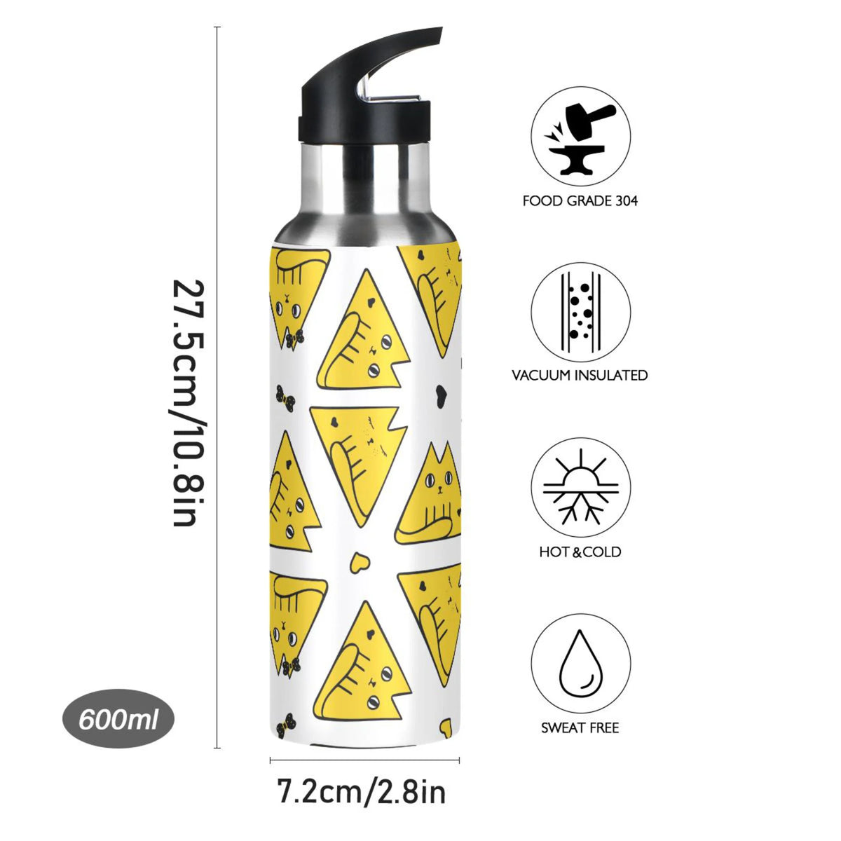 20 OZ Stainless Steel Vacuum Insulated Water Bottle with Straw Lid I1611