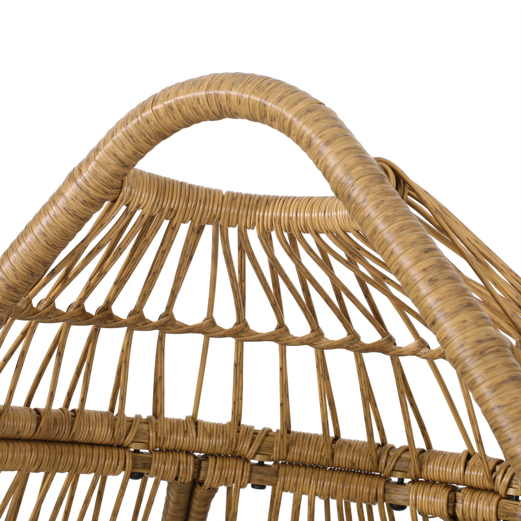Beige Light Brown Wicker Teardrop Chair K3644