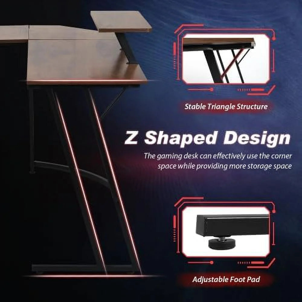 L Shaped Gaming Desk with Large Desktop J5752