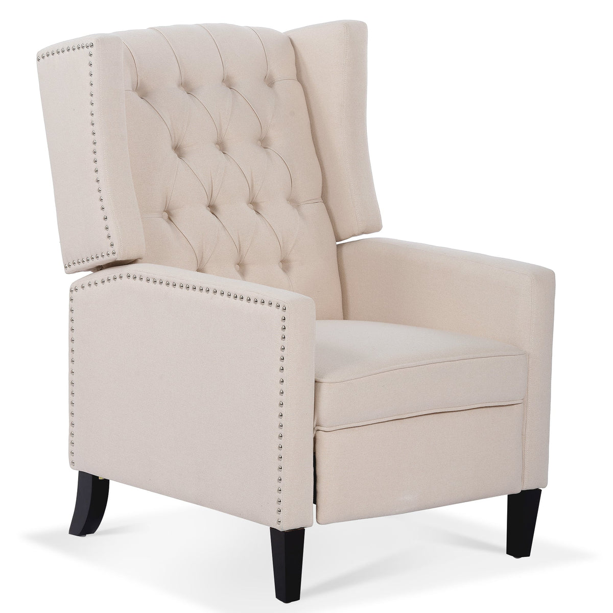 Beige Manual Wing Chair Recliner M3769