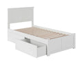 Twin Solid Wood Platform Bed with Footboard & 2 Storage Drawers in White T618