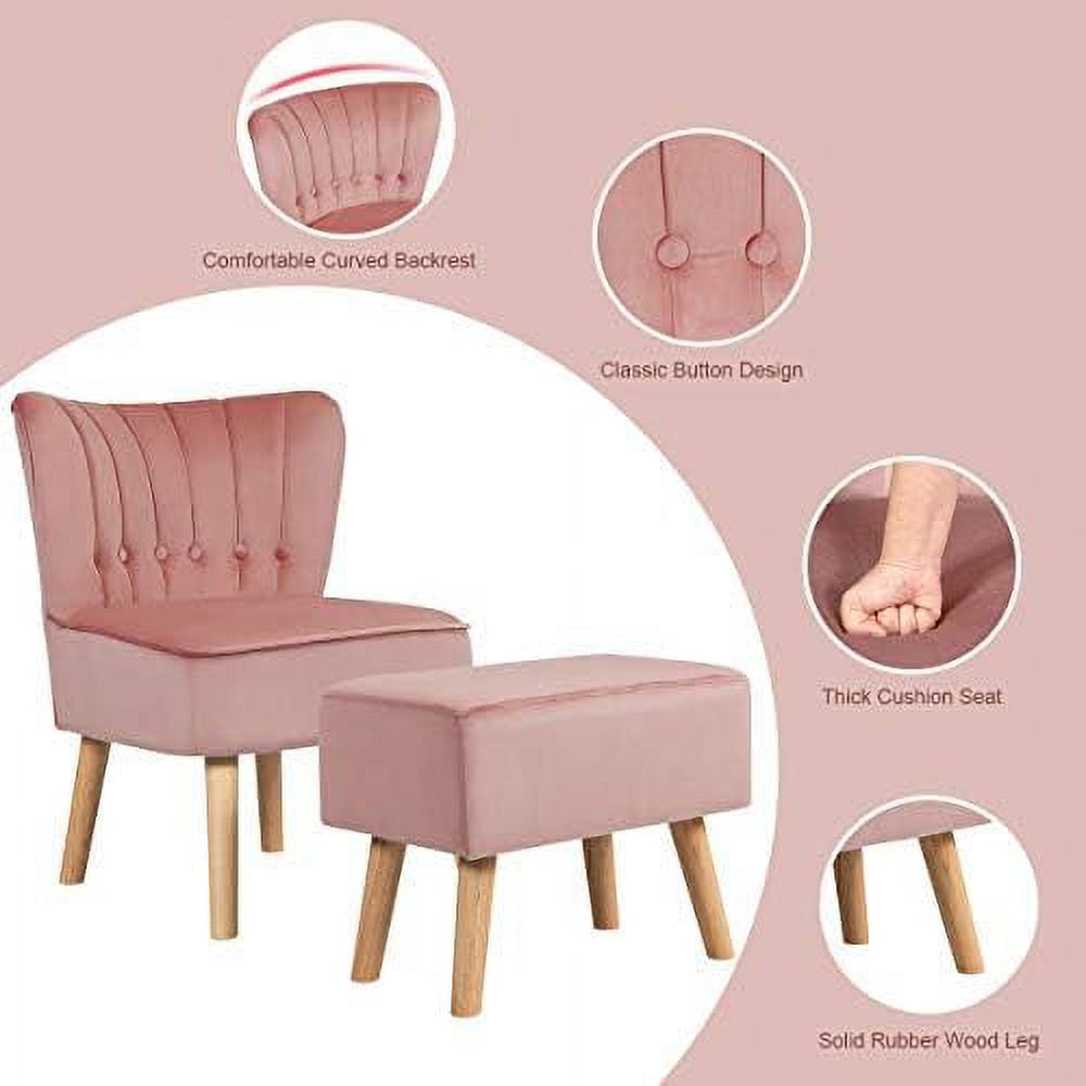 Pin Velvet Accent Chair with Ottoman E575
