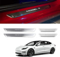Door Sill Protector with LED Light, 4 Pieces Front/Rear Sill Plate Protector A6767