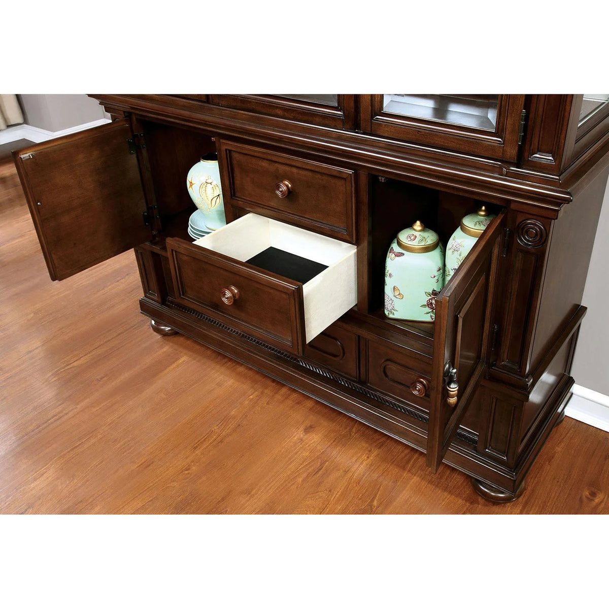 Brown Wood Hutch Buffet Q707445