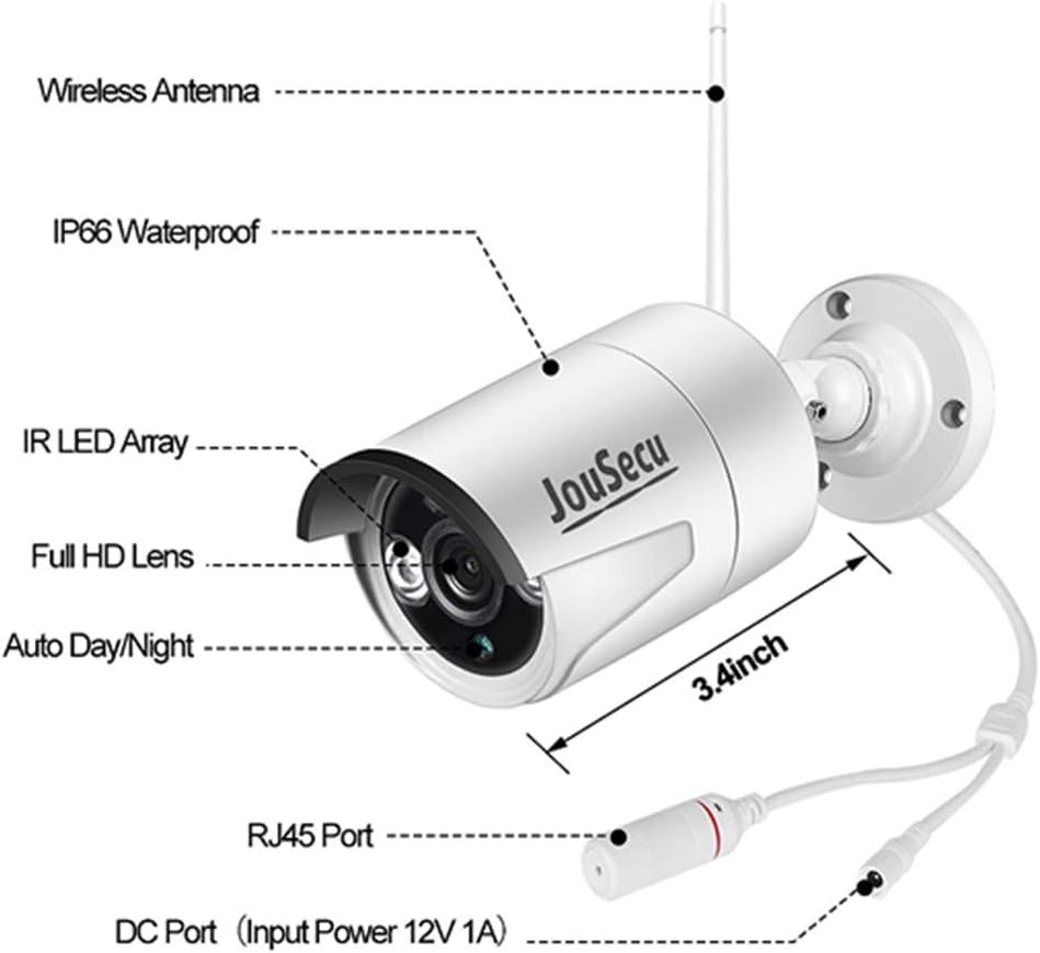 8CH 4Pcs 1080P Night Vision Security Camera System with 1TB Hard Drive J657898