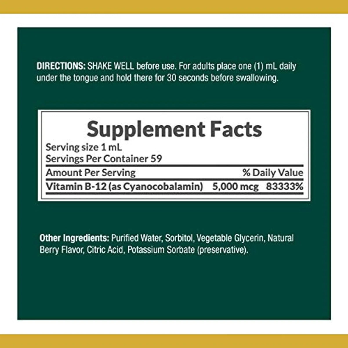 B-12 5000 Mcg Sublingual Liquid 2 Fl Oz W584415