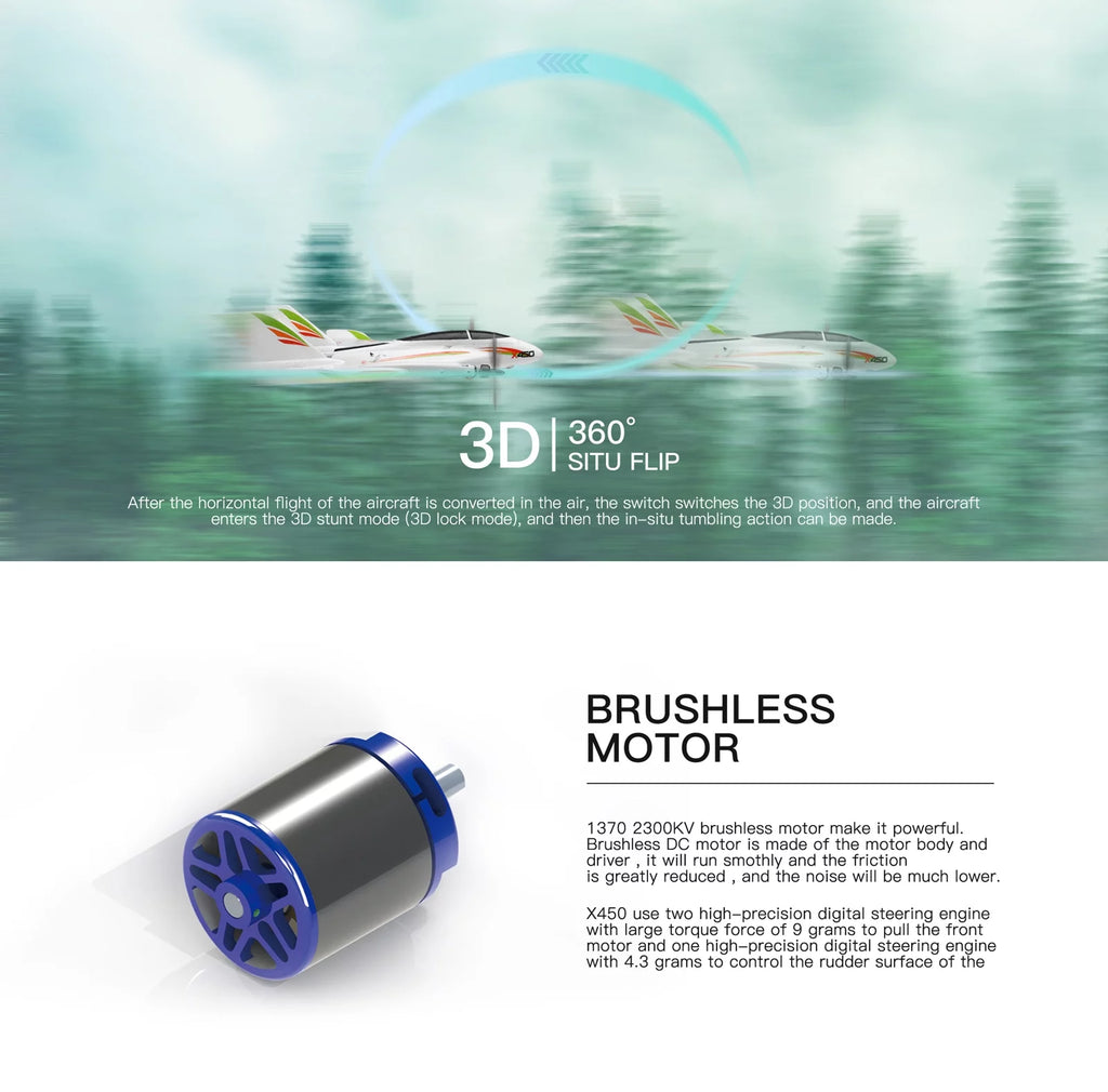 RC Airplane Brushless 2.4G 6CH Fixed Wing RTF I6615