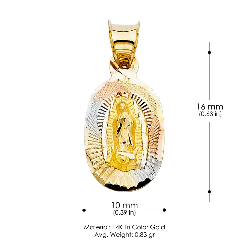 14K Tri Color Gold Diamond Cut Religious Charm Pendant W5214