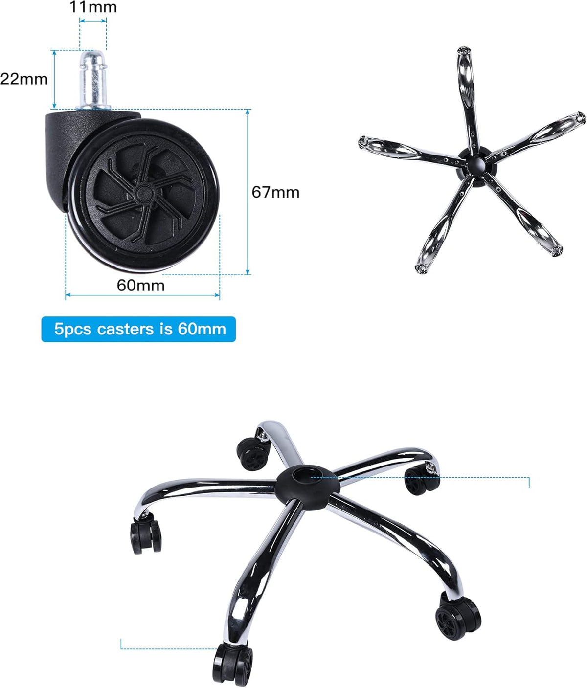 Office Chair Base with Casters Replacement Parts O188