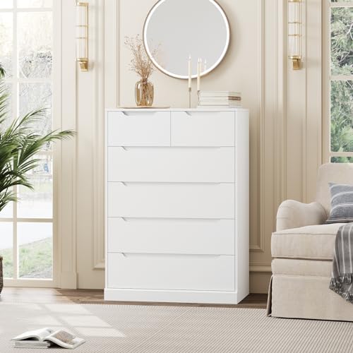 White 6 Drawer Wood Dresser E42022