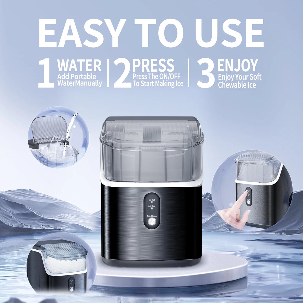 Nugget Ice Maker Countertop 33lbs/24H Self-Cleaning Stainless Steel Silver V716399