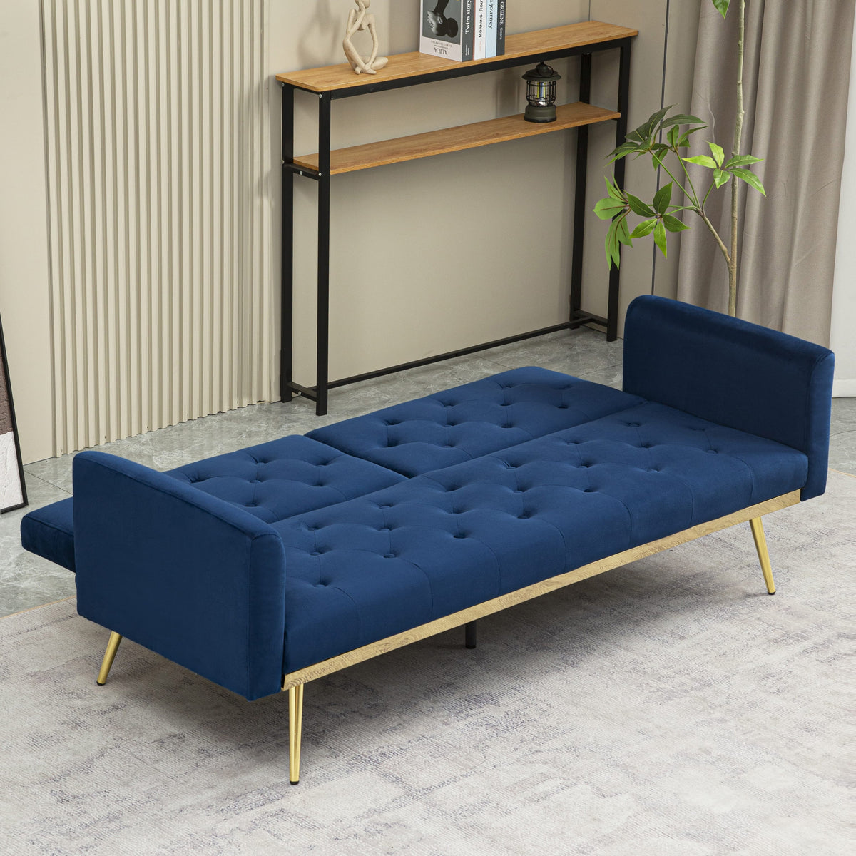 Adjustable Futon Sofa Bed with 2 Pillows Z816