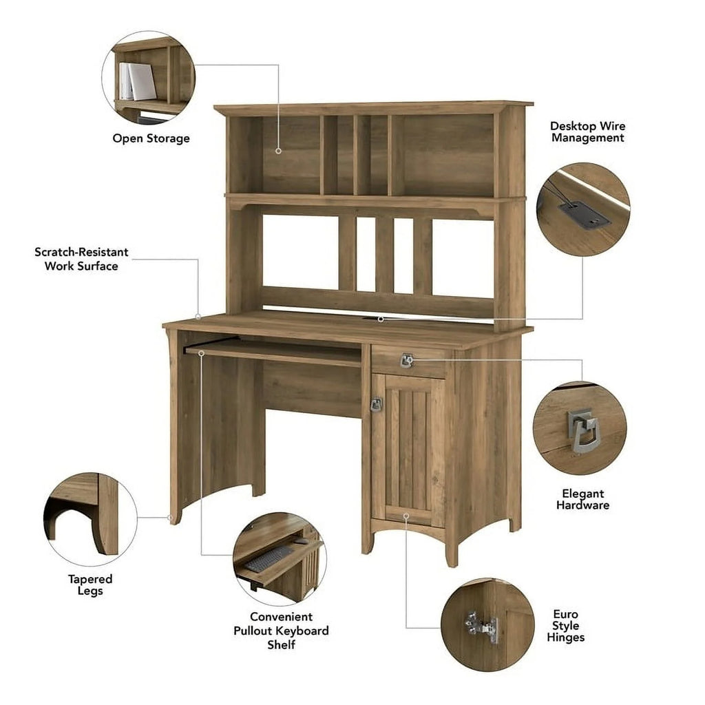 Contemporary Brown Engineered Wood Computer Desk with Hutch B80259