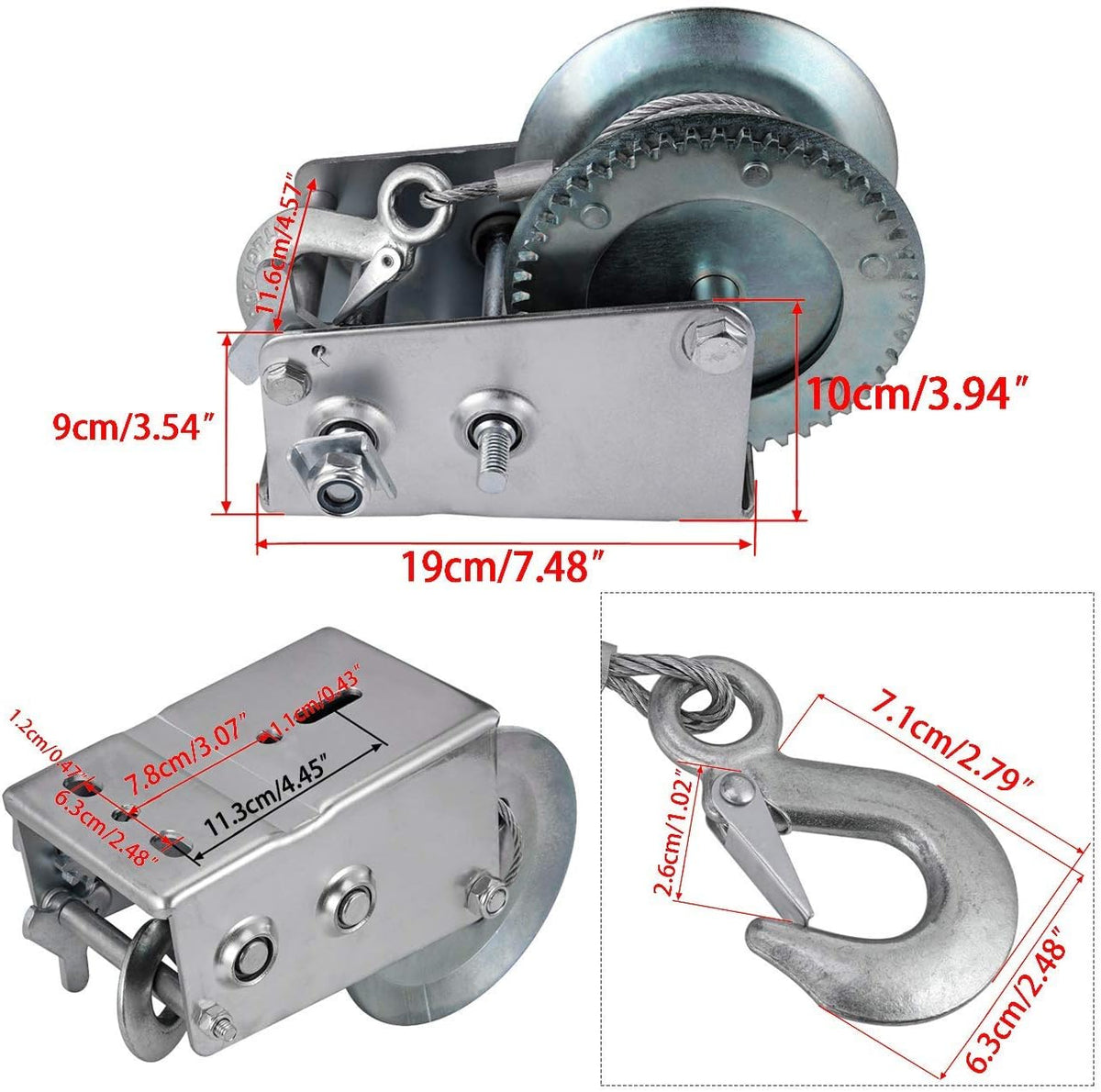 Hand Winch Crank Cable 3500lbs, Steel, Pack of 2 N1944