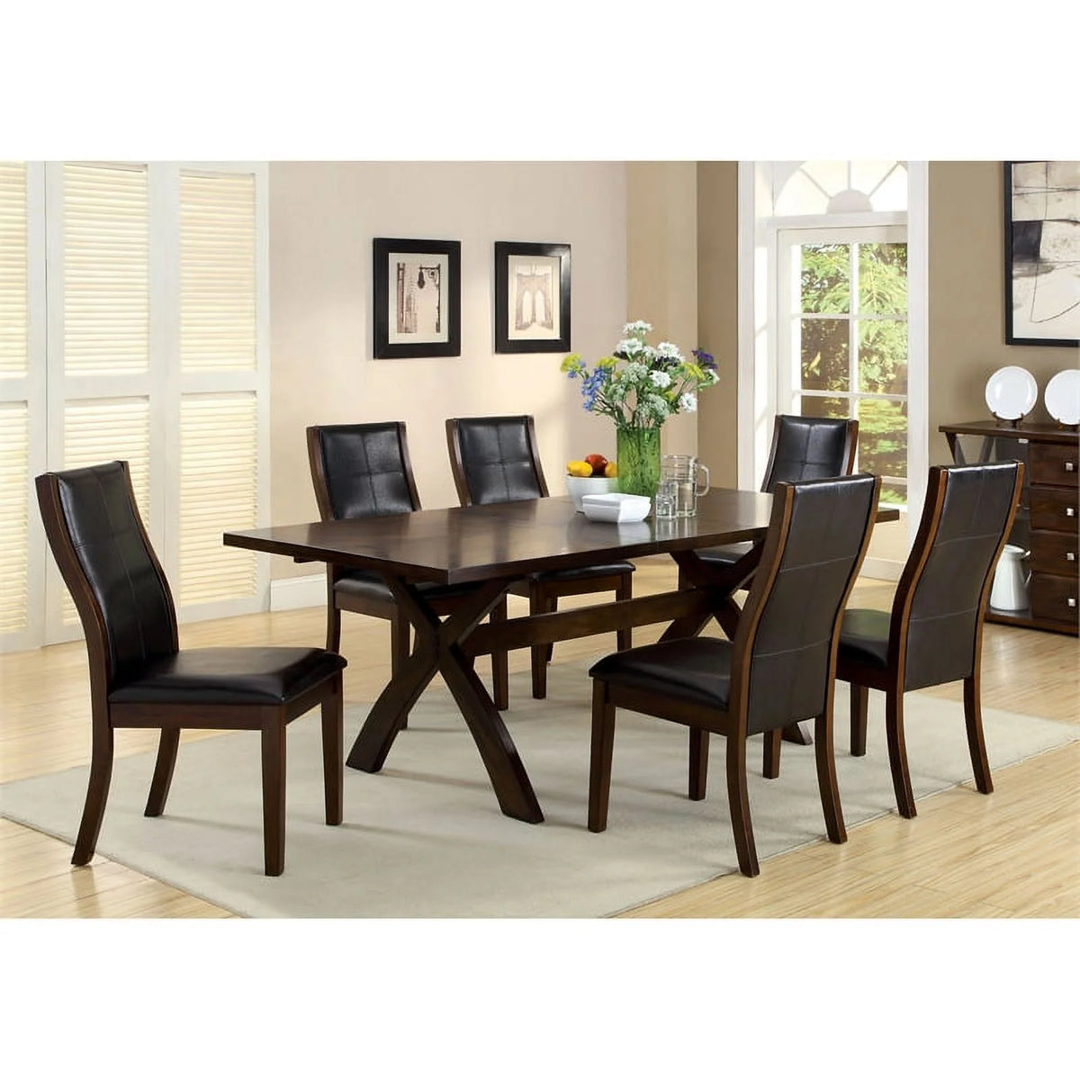 Black Faux Leather Padded Dining Chair Set of 2 B637225