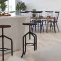 30 Inch Black Metal and Wood Adjustable Height Swivel Bar Stool C8620