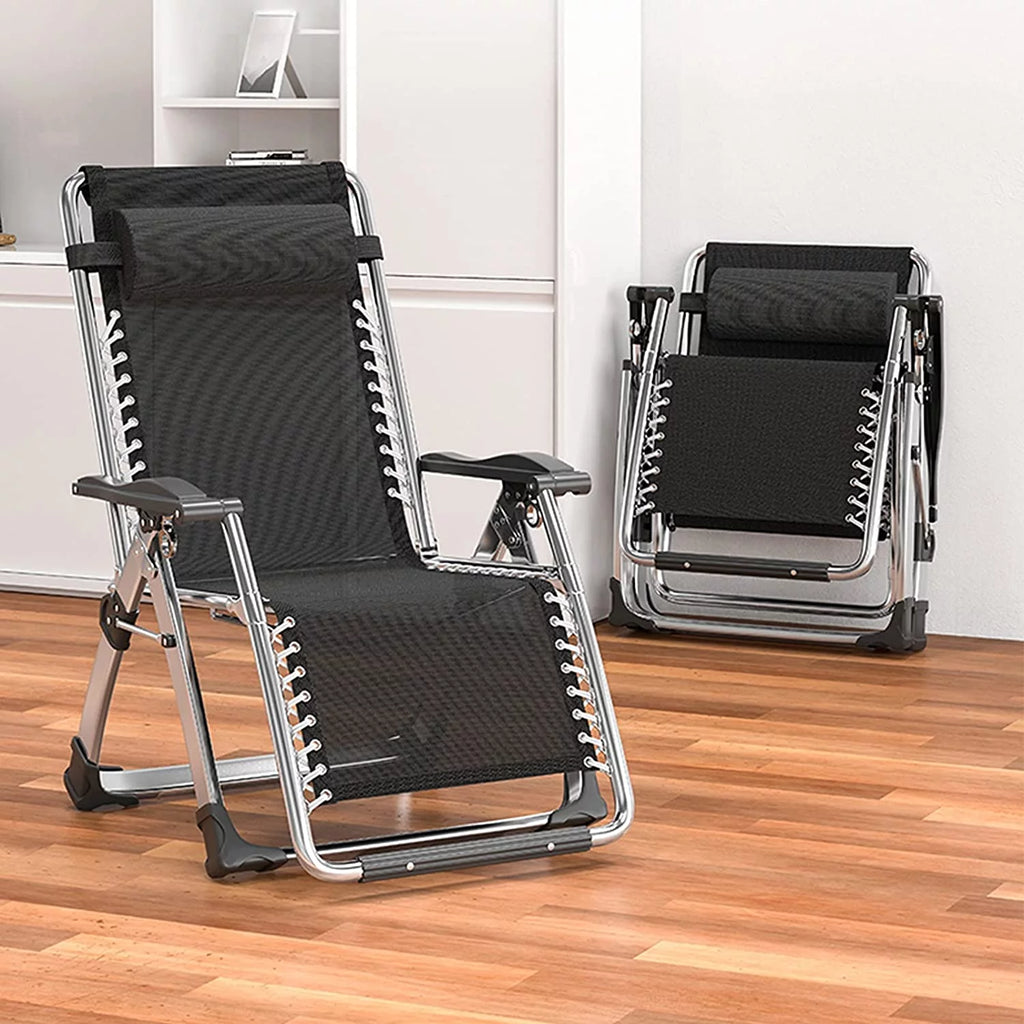 Zero Gravity Chair Set of 2 Gray Folding Recliner with Pillows and Cup Holder L525095