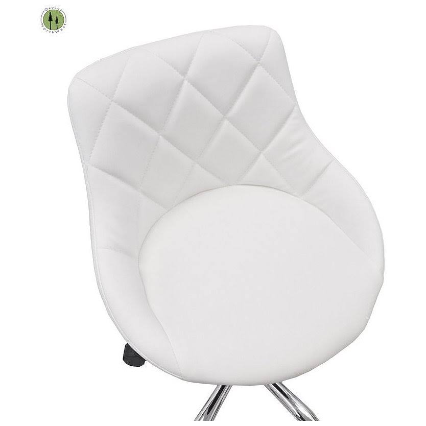 White Adjustable Rolling Stool T204