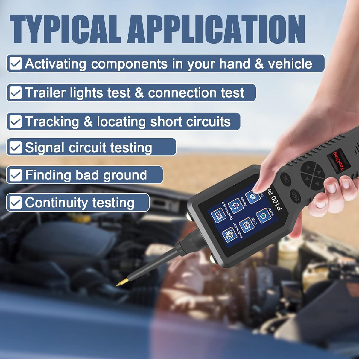 Power Circuit Probe Kit, Automotive Circuit Tester with Multimeter, 20FT Cable, Two LED Lights for 12V 24V Car Vehicle I679311