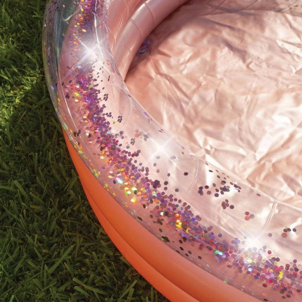 Inflatable Rose Gold Glitter 3 Ring Pool Q8317