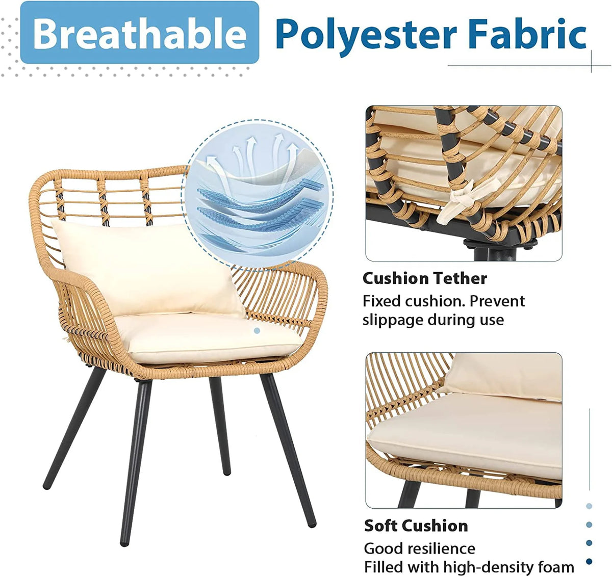 5-Piece PE Rattan Wicker Patio Furniture Set M4833