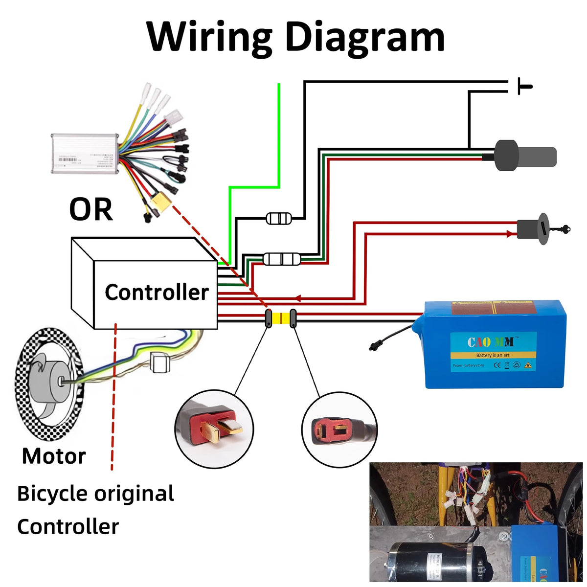 48V 14Ah Lithium Battery T-Plug 30A BMS for 1000W Electric Bike G397309