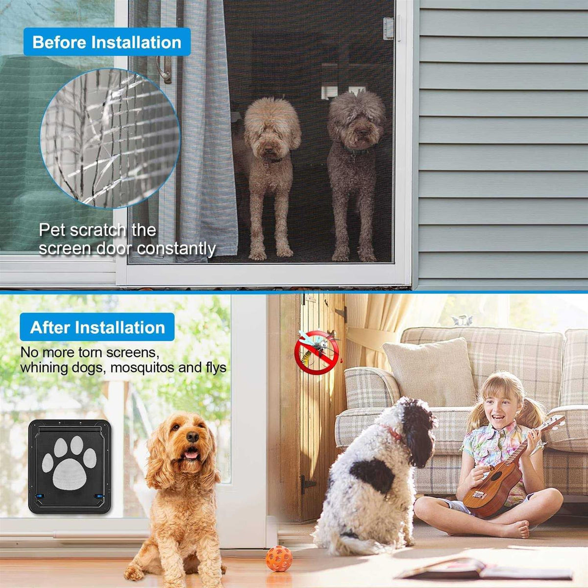 Lockable Dog Screen Door 12x14x0.4 Inch H97253