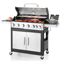 6 Burner Propane Gas Grill with Side Burner Stainless Steel B374