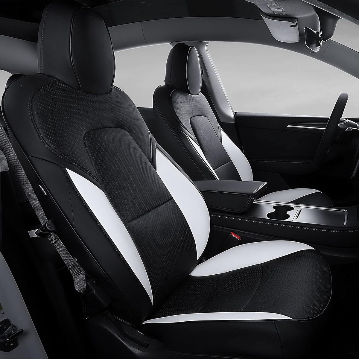 White Nappa Leather Car Seat Cover C49043