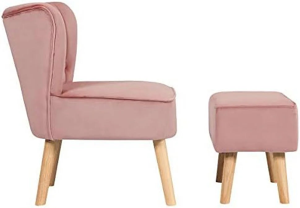 Pin Velvet Accent Chair with Ottoman E575