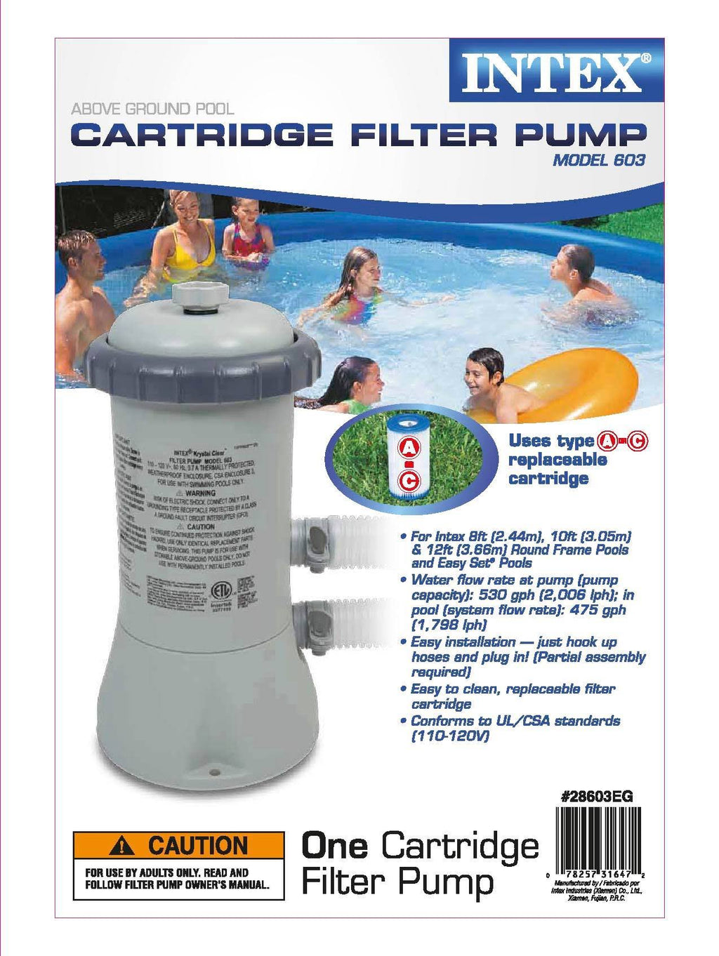 530 GPH Pool Cartridge Filter Pump (2 Pack) H4326