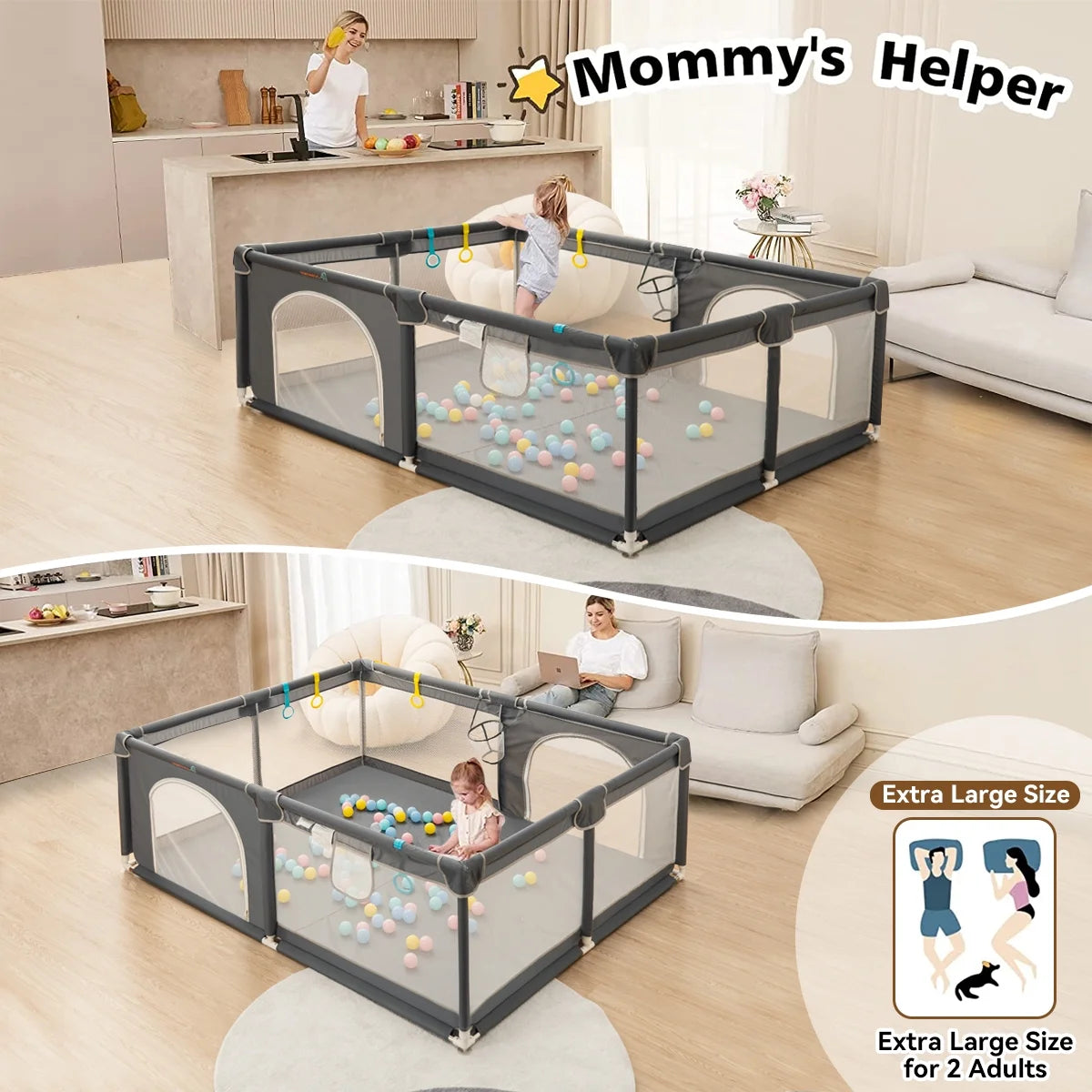 63x63'' Gray Baby Playpen Z220